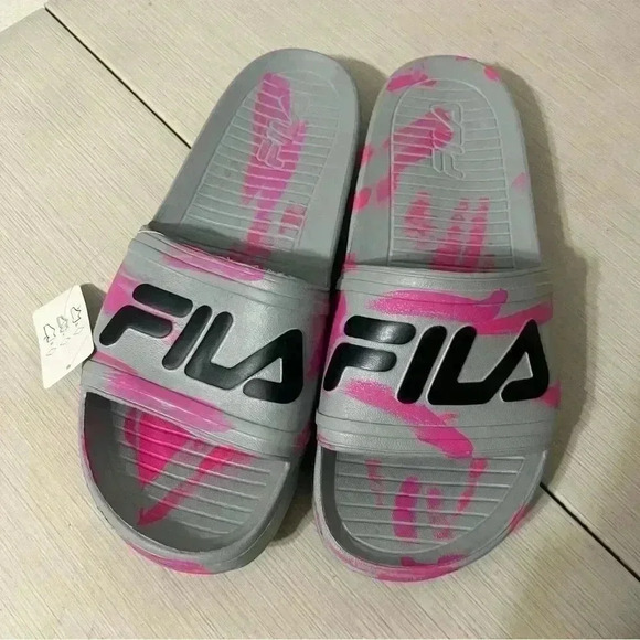Fila Grey and Pink Marbled Slides NWT - Picture 2 of 7